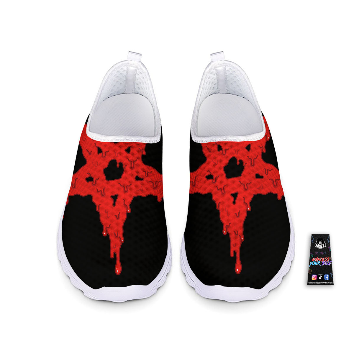 Symbol Red Pentagram Print Nurse Shoes-grizzshop