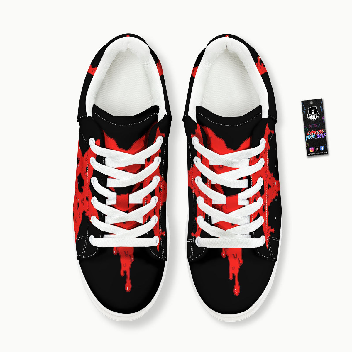 Symbol Red Pentagram Print Platform Shoes-grizzshop