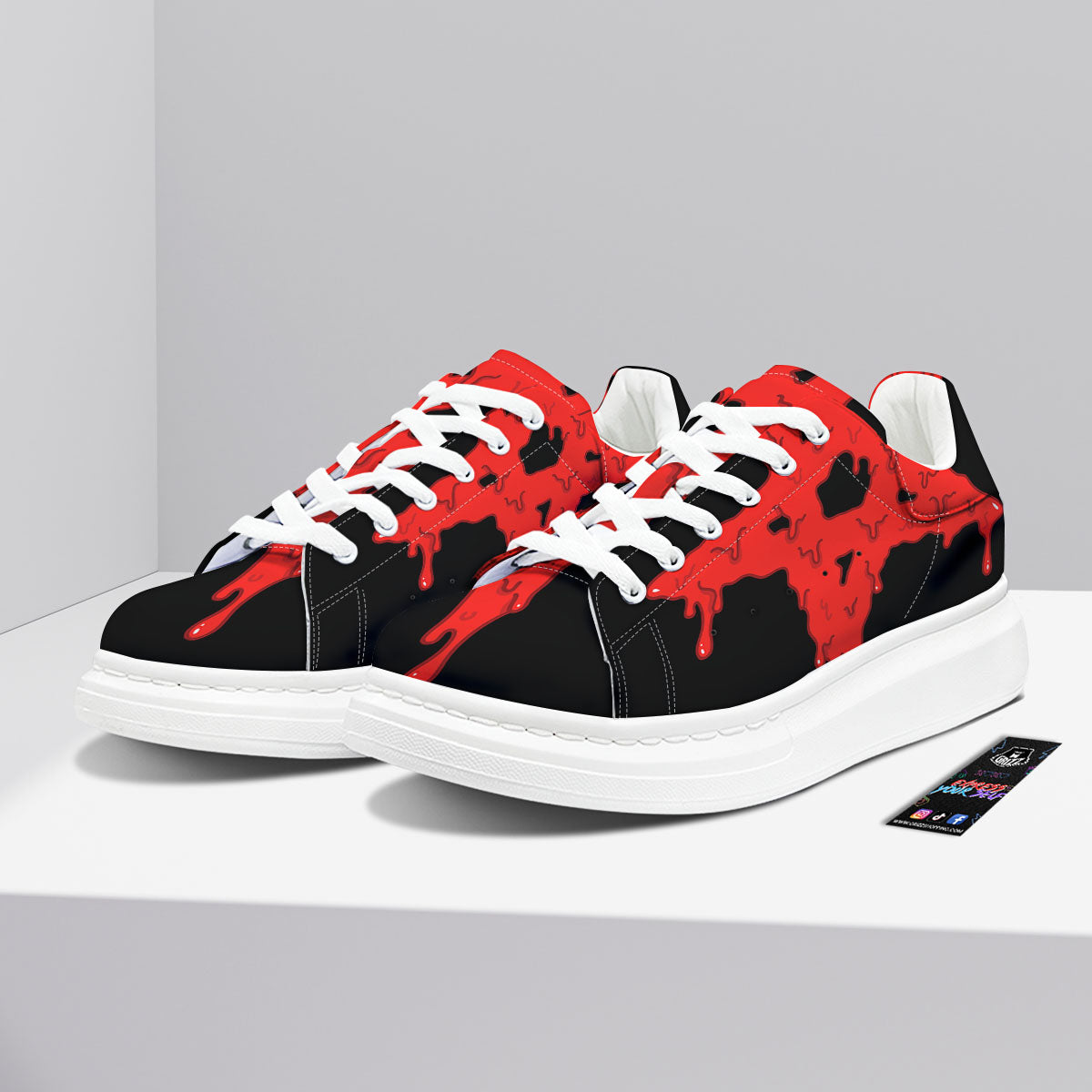 Symbol Red Pentagram Print Platform Shoes-grizzshop