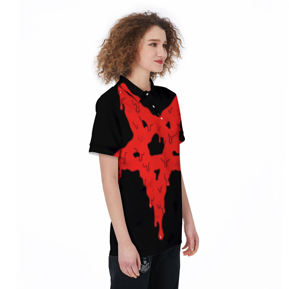 Symbol Red Pentagram Print Women's Golf Shirts-grizzshop