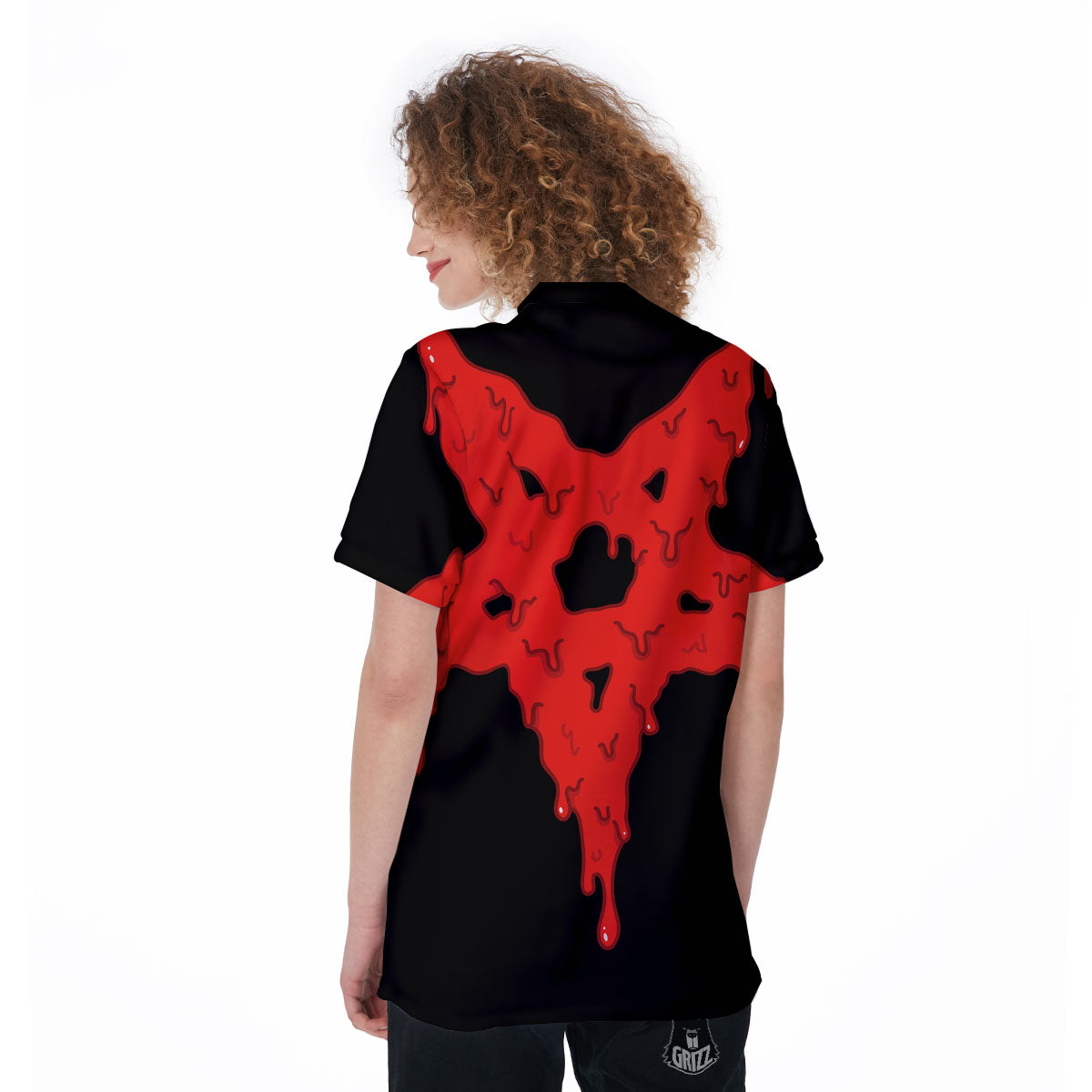Symbol Red Pentagram Print Women's Golf Shirts-grizzshop