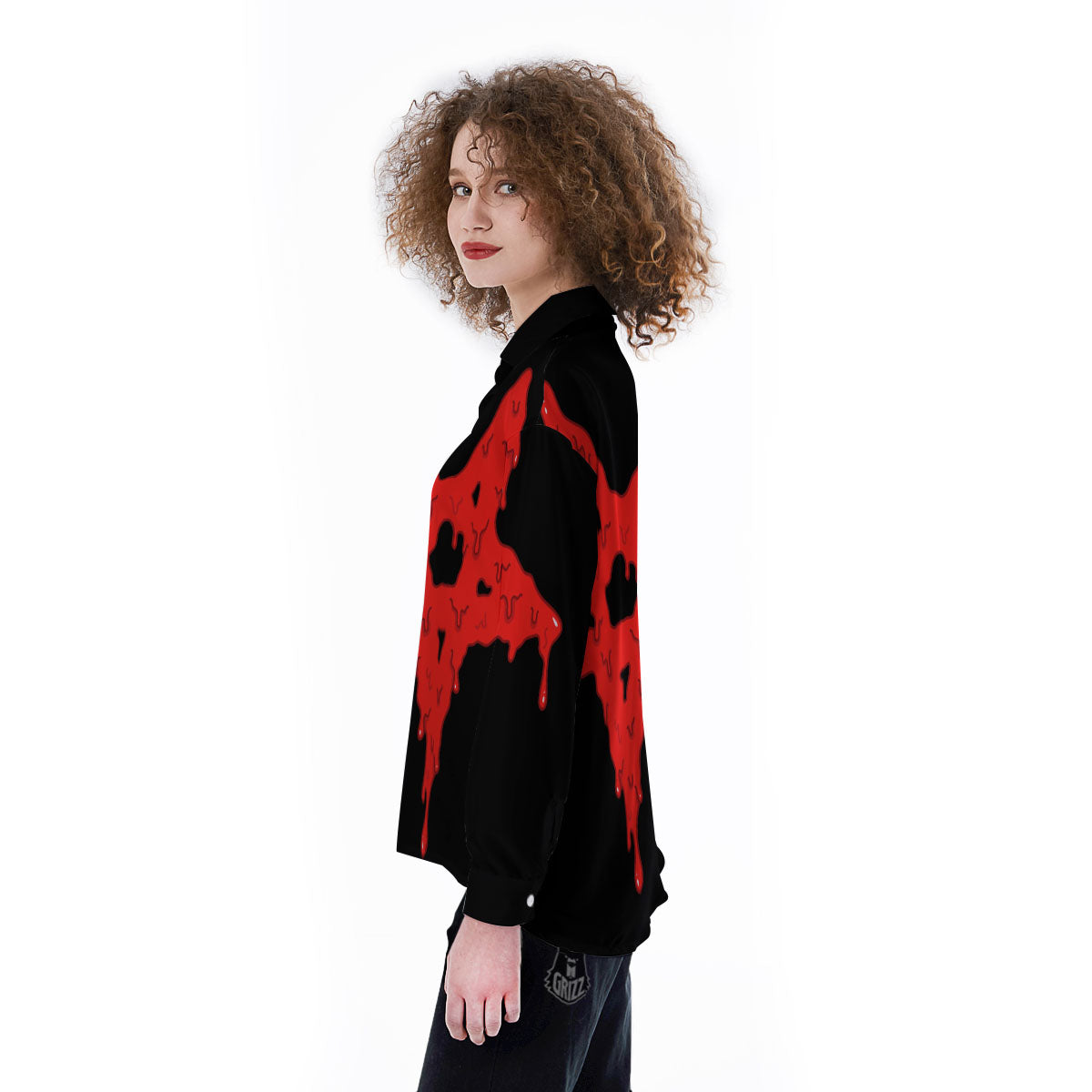 Symbol Red Pentagram Print Women's Long Sleeve Shirts-grizzshop