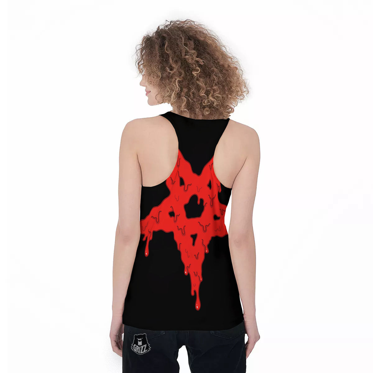 Symbol Red Pentagram Print Women's Racerback Tank Top-grizzshop