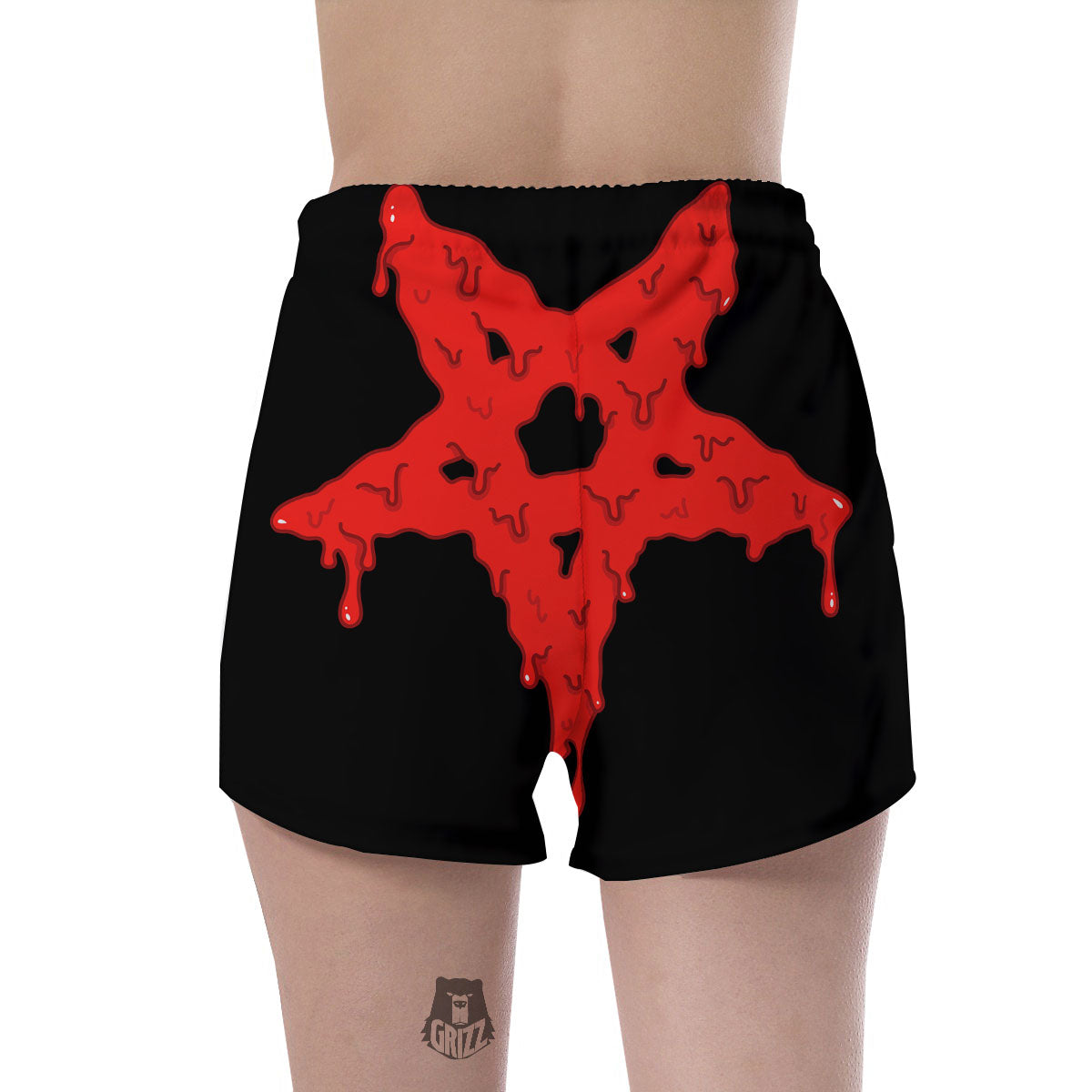 Symbol Red Pentagram Print Women's Shorts-grizzshop