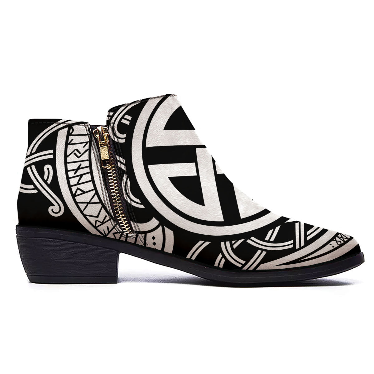 Symbol Viking Norse Runes Print Ankle Boots-grizzshop