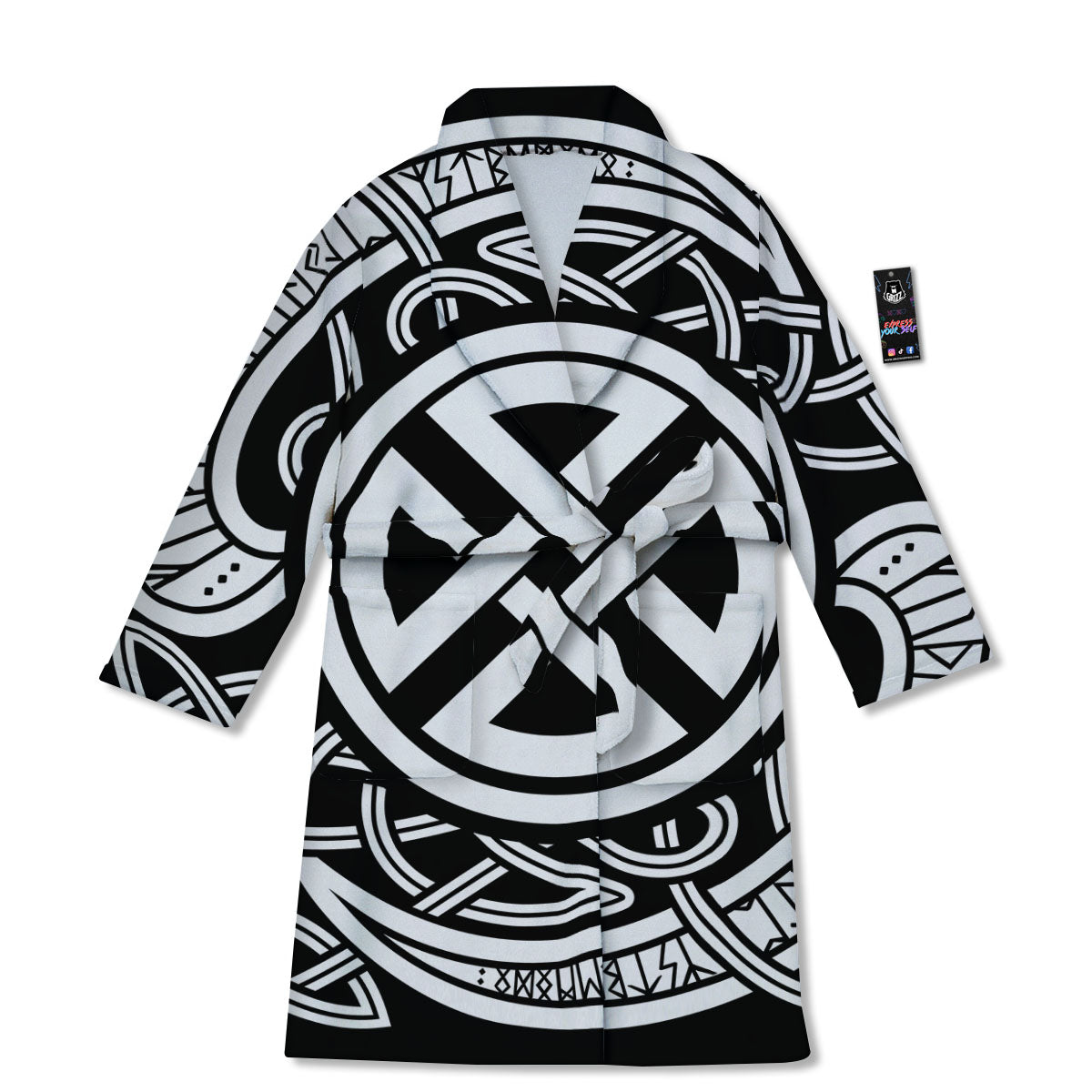 Symbol Viking Norse Runes Print Bathrobe-grizzshop
