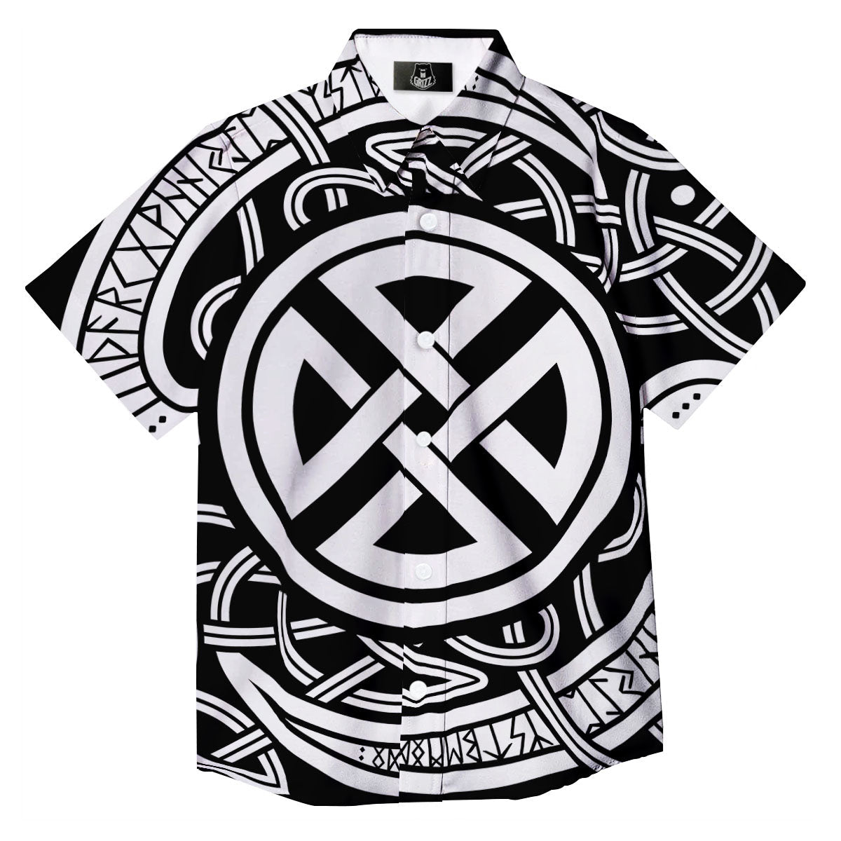 Symbol Viking Norse Runes Print Button Up Shirt-grizzshop