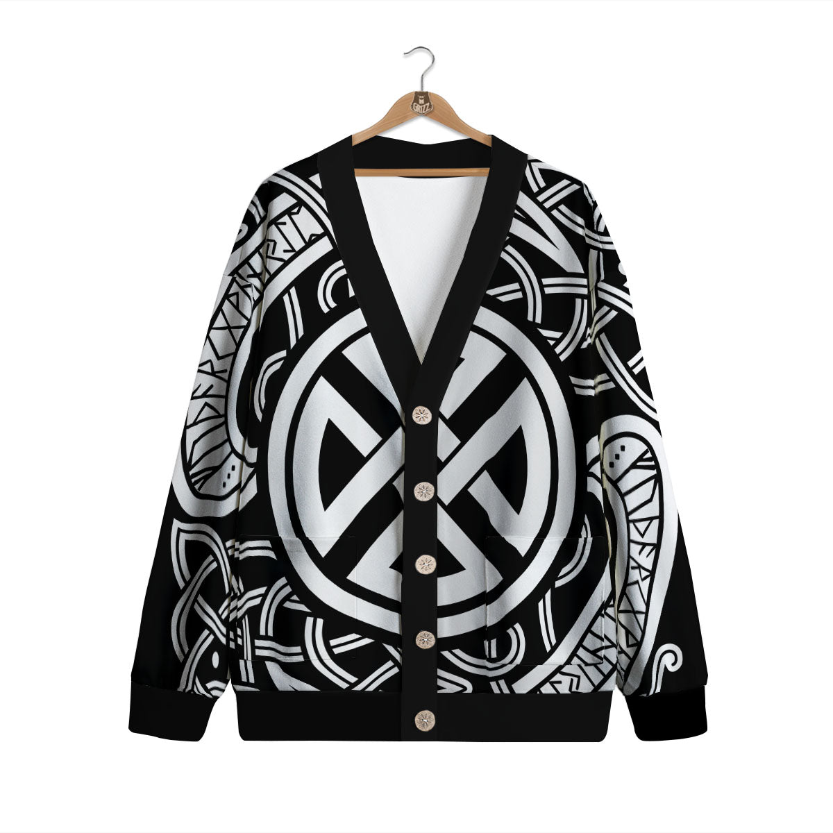 Symbol Viking Norse Runes Print Cardigan-grizzshop