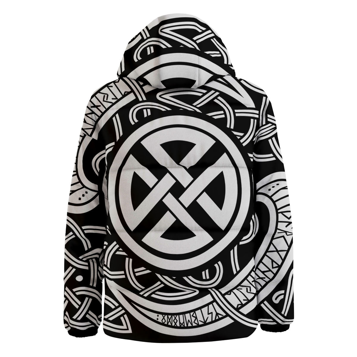 Symbol Viking Norse Runes Print Down Jacket-grizzshop