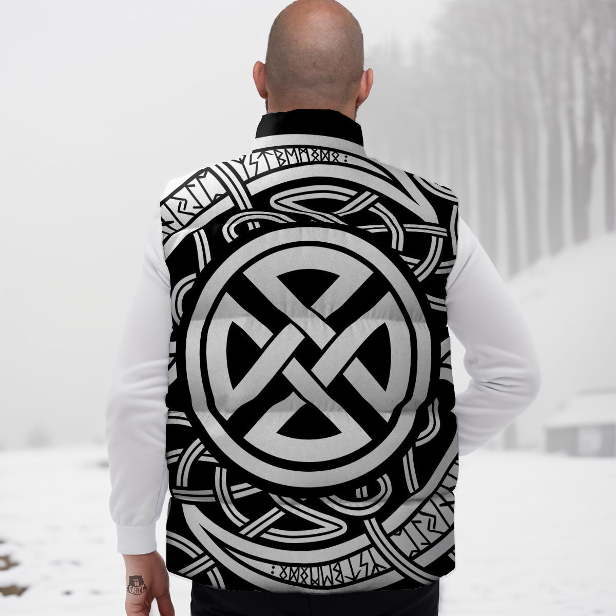 Symbol Viking Norse Runes Print Down Vest