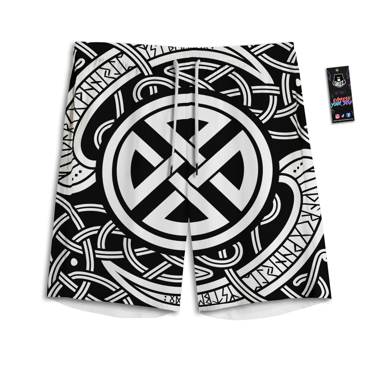 Symbol Viking Norse Runes Print Men's Athletic Shorts