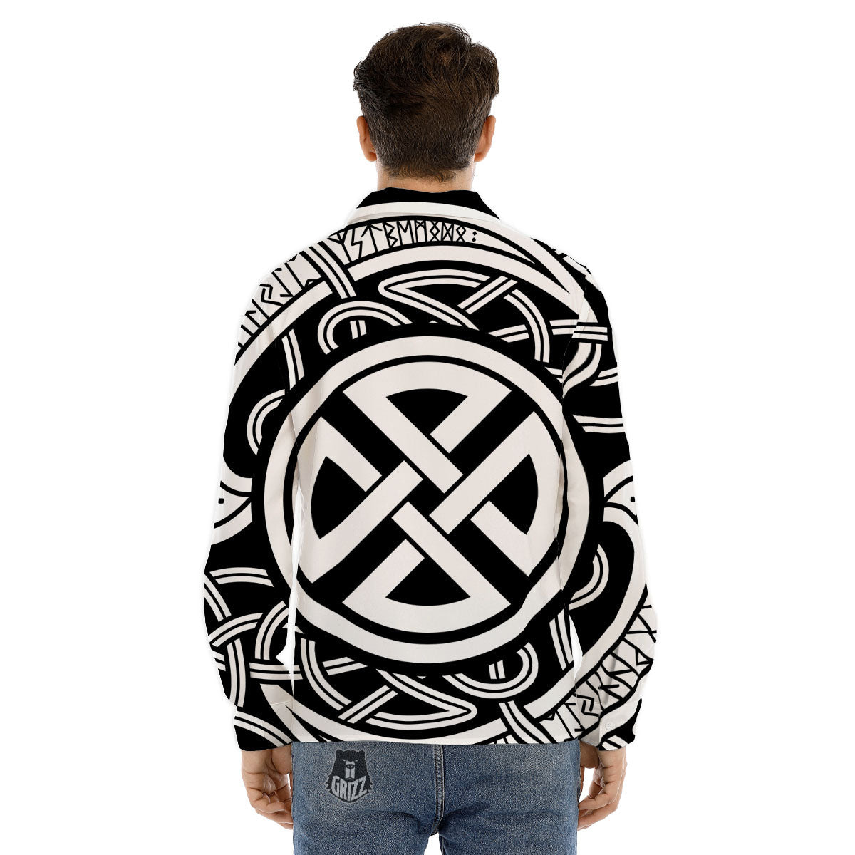 Symbol Viking Norse Runes Print Men's Dress Shirts-grizzshop