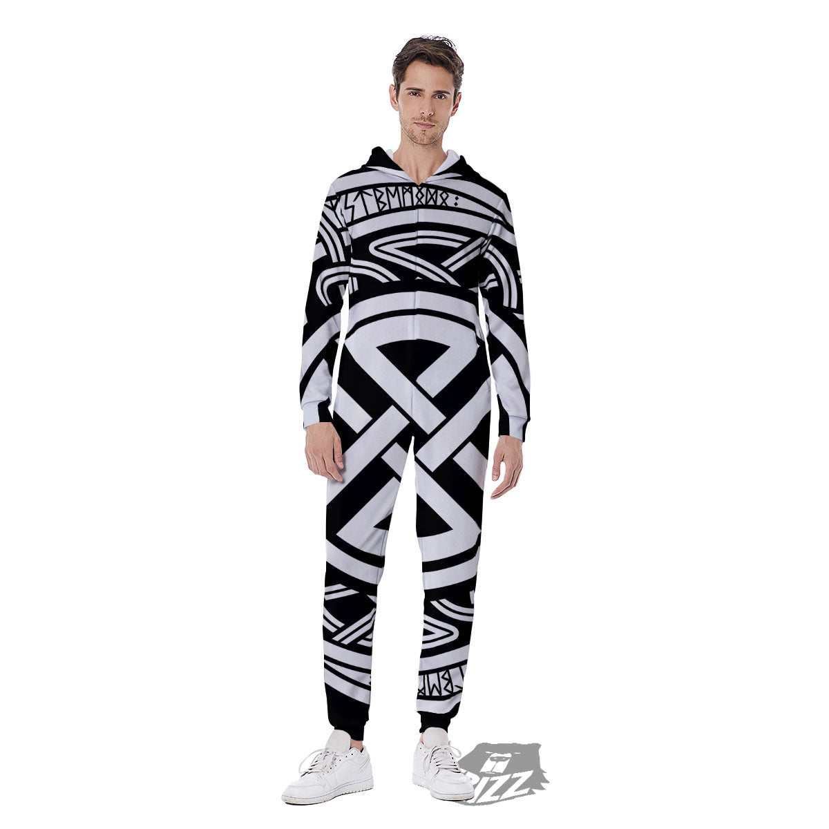 Symbol Viking Norse Runes Print Men's Jumpsuit-grizzshop