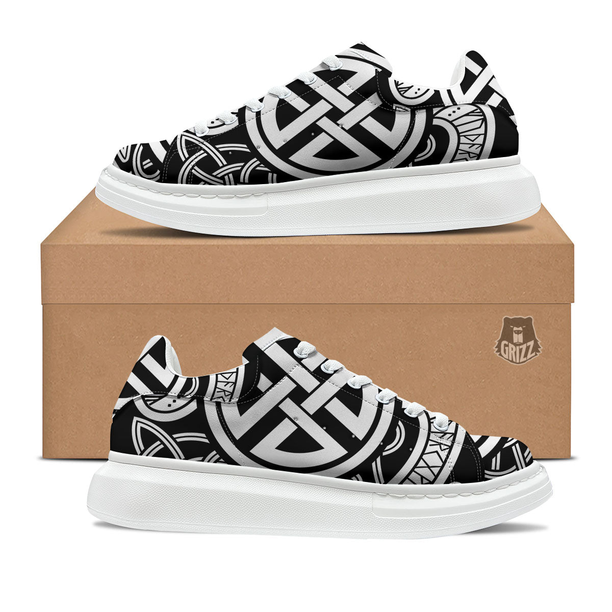 Symbol Viking Norse Runes Print Platform Shoes-grizzshop
