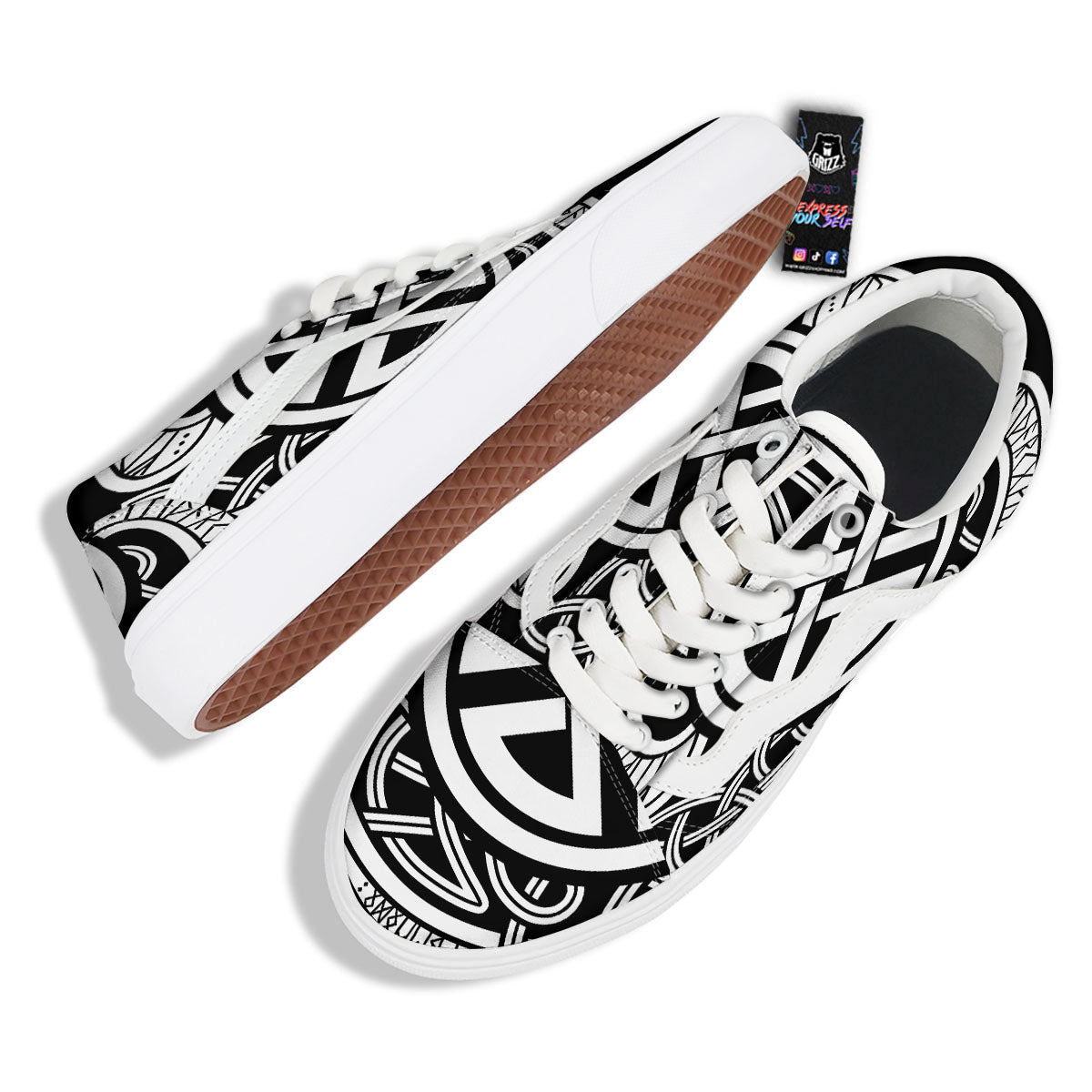 Symbol Viking Norse Runes Print Skate Shoes-grizzshop
