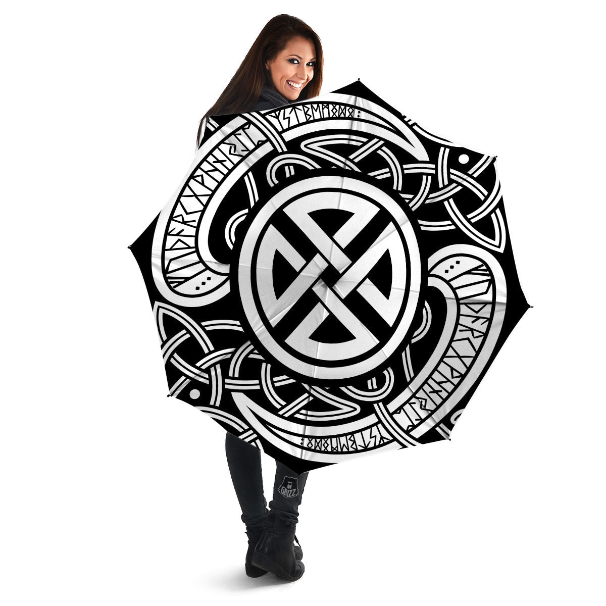 Symbol Viking Norse Runes Print Umbrella-grizzshop