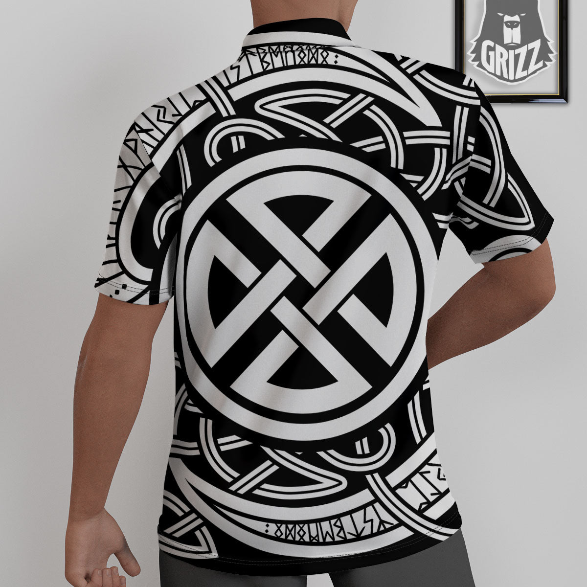Symbol Viking Norse Runes Print Untucked Shirts-grizzshop