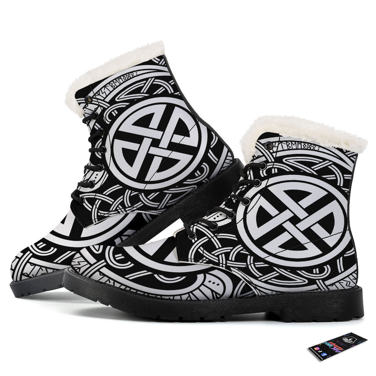 Symbol Viking Norse Runes Print Winter Boots-grizzshop
