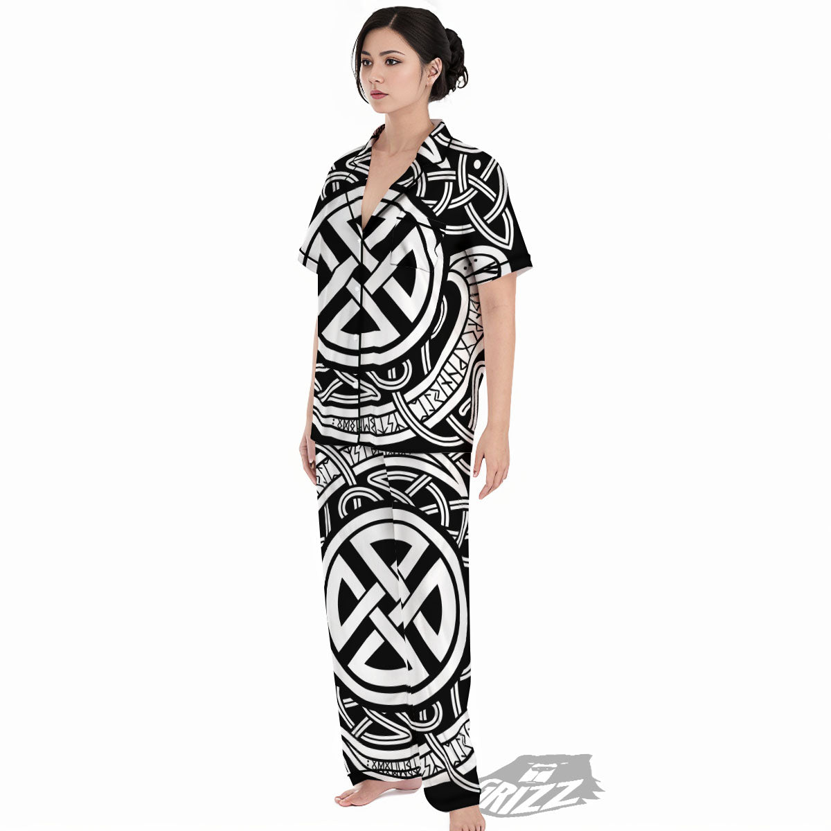 Symbol Viking Norse Runes Print Women's Pajamas Set-grizzshop