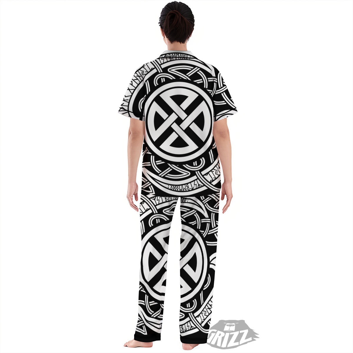 Symbol Viking Norse Runes Print Women's Pajamas Set-grizzshop