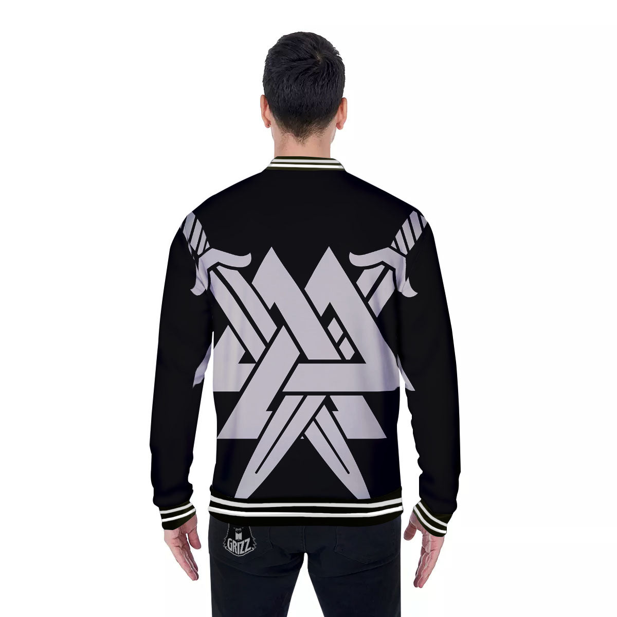 Symbol Viking Valhalla Print Baseball Jacket-grizzshop