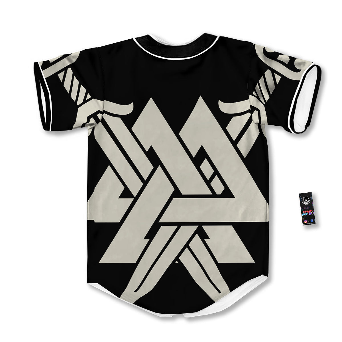 Symbol Viking Valhalla Print Baseball Jersey-grizzshop