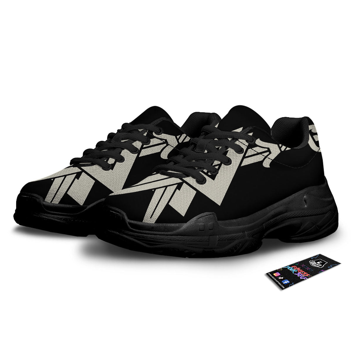 Symbol Viking Valhalla Print Black Chunky Shoes-grizzshop
