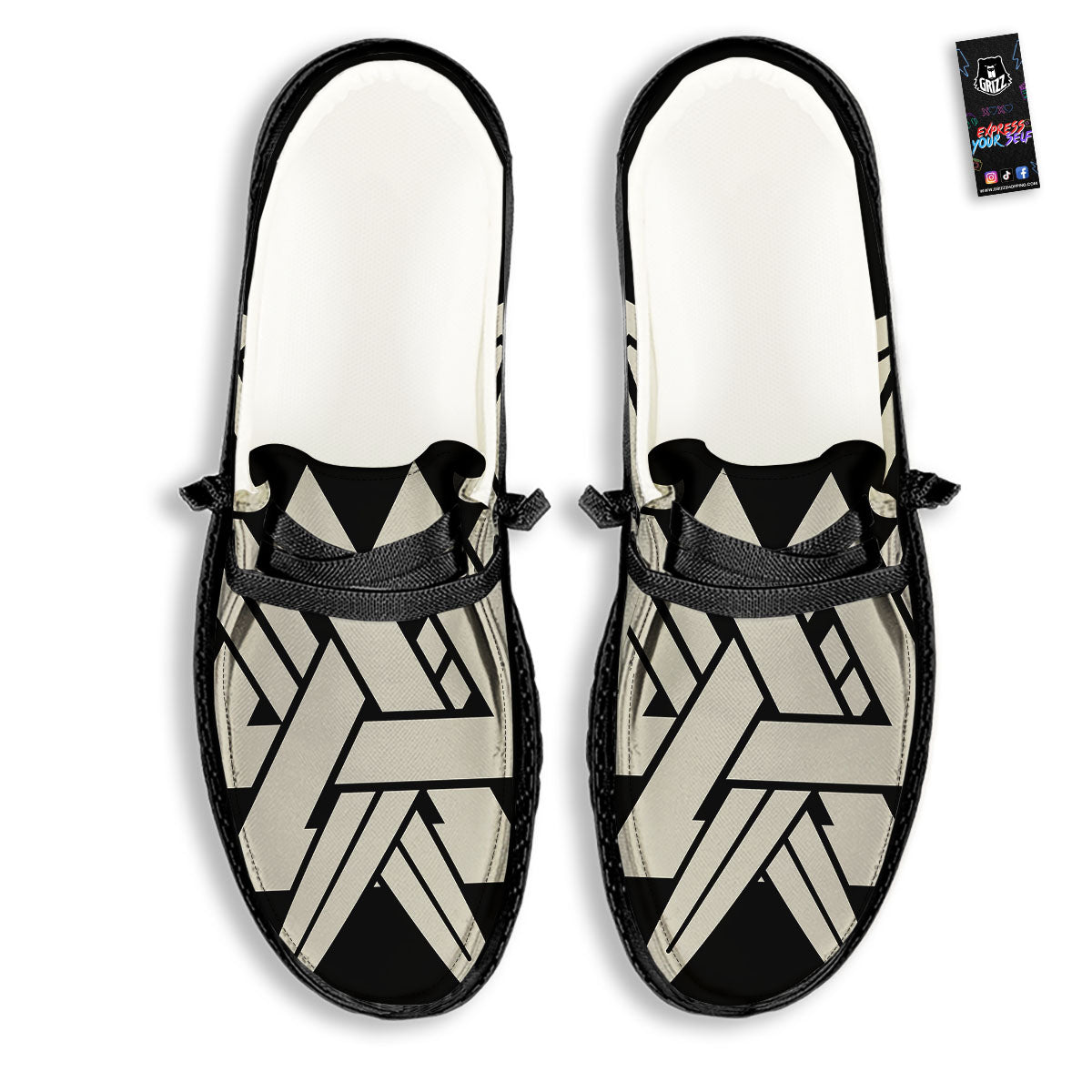 Symbol Viking Valhalla Print Black Loafers-grizzshop