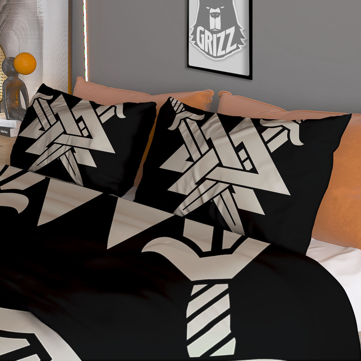 Symbol Viking Valhalla Print Duvet Cover Bedding Set