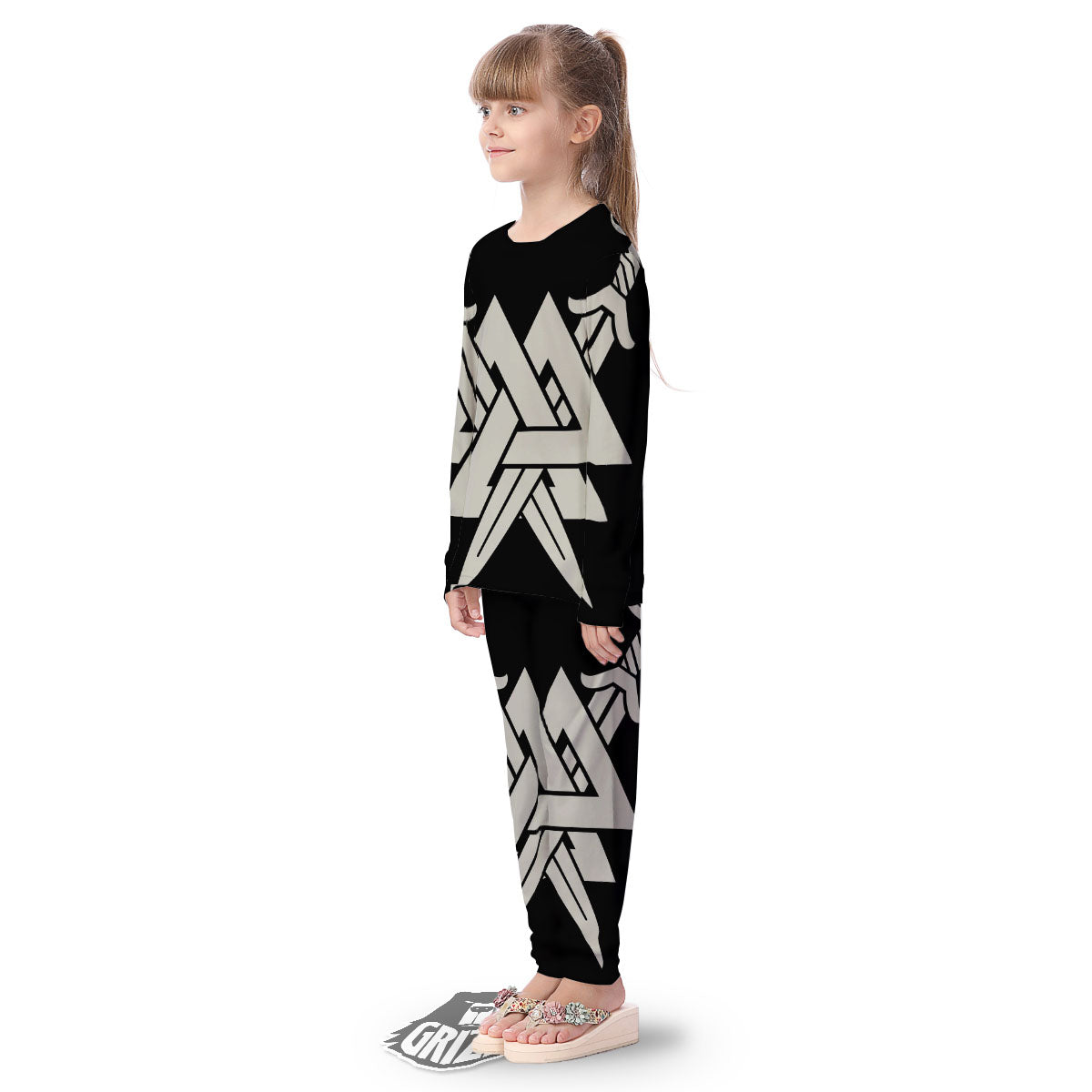 Symbol Viking Valhalla Print Kid's Pajamas-grizzshop