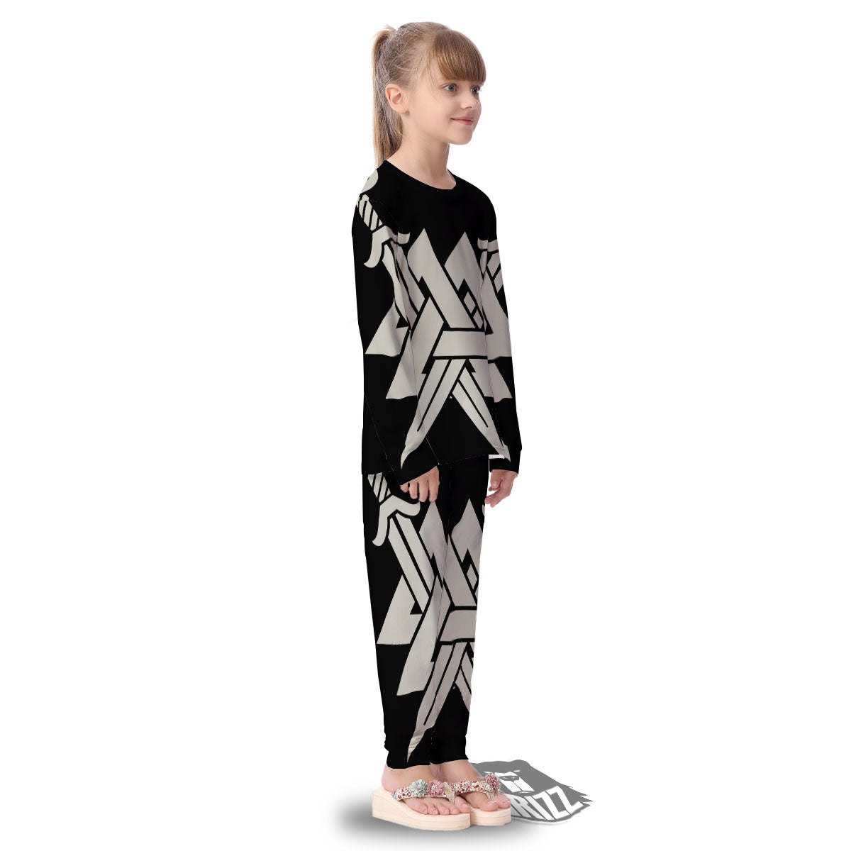 Symbol Viking Valhalla Print Kid's Pajamas-grizzshop