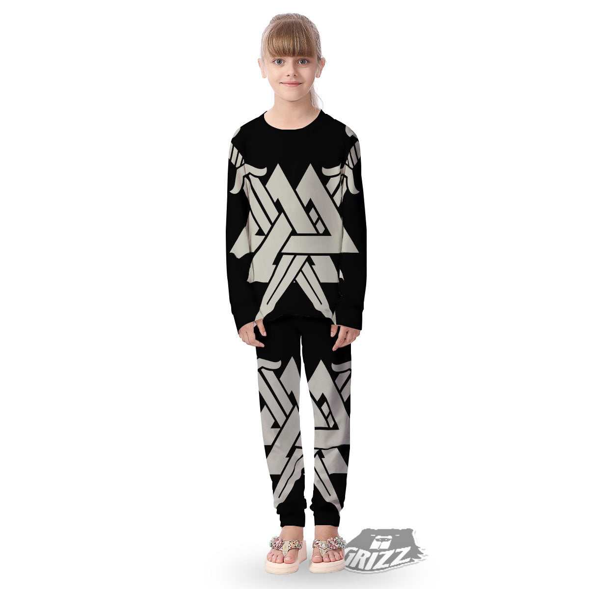 Symbol Viking Valhalla Print Kid's Pajamas-grizzshop
