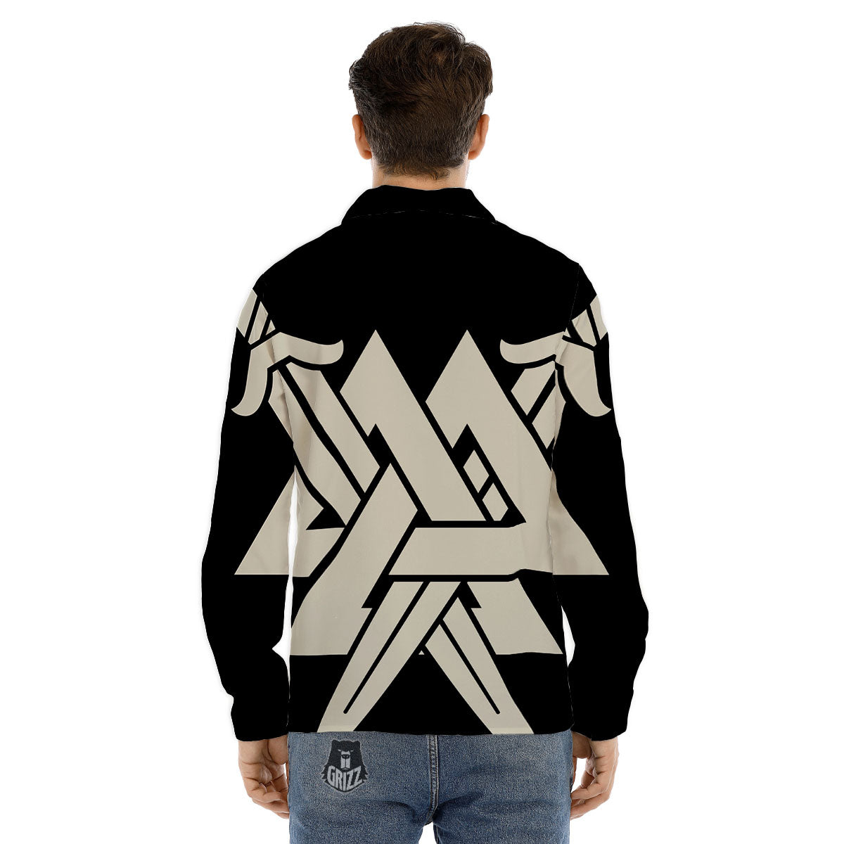 Symbol Viking Valhalla Print Men's Dress Shirts-grizzshop