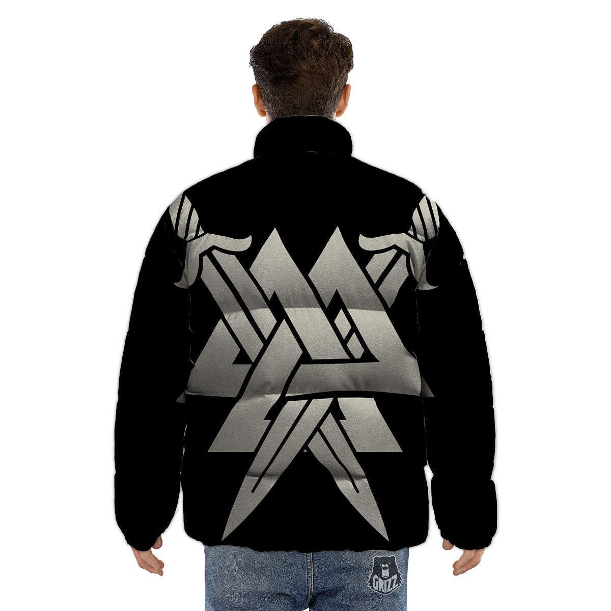 Symbol Viking Valhalla Print Puffer Jacket-grizzshop