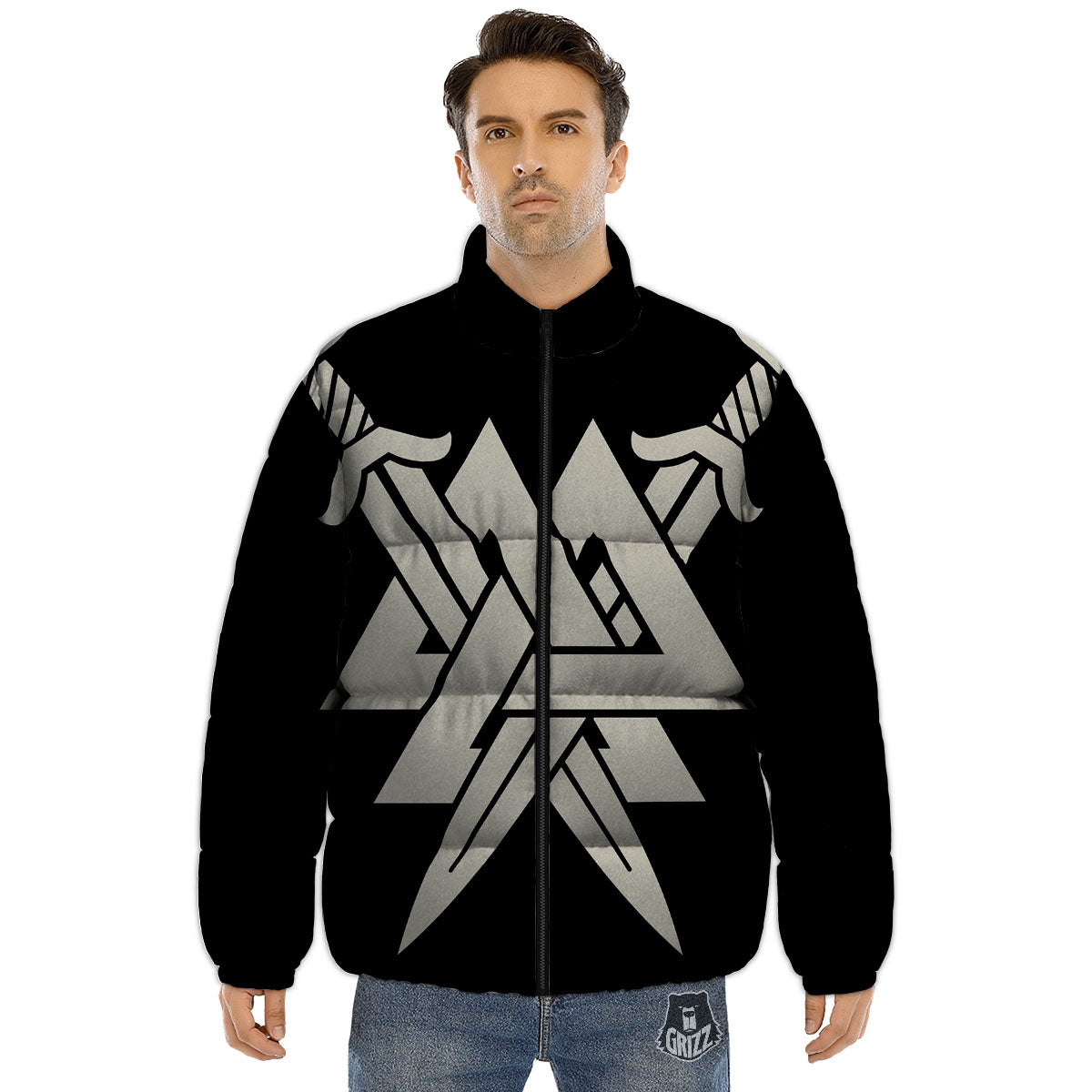 Symbol Viking Valhalla Print Puffer Jacket-grizzshop