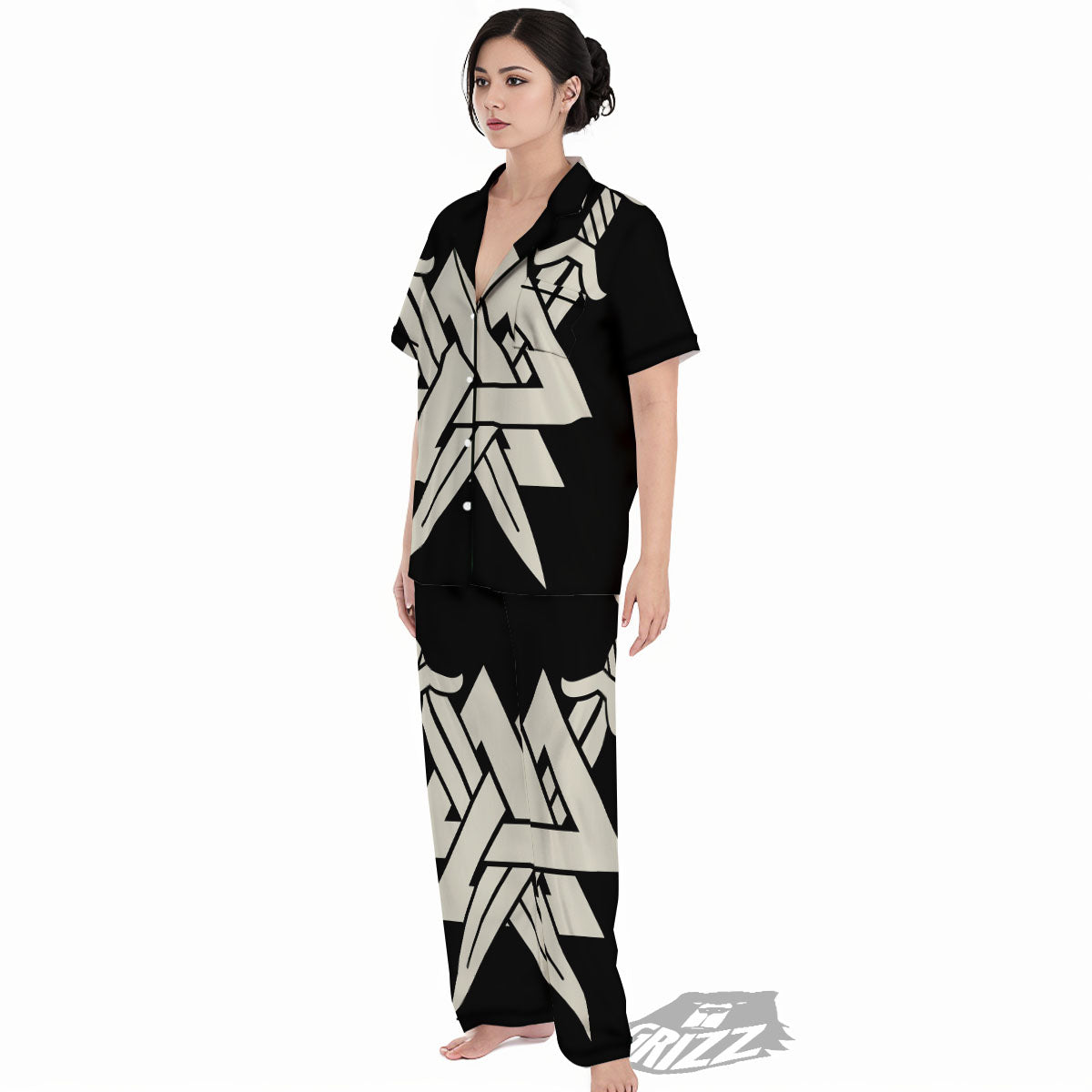 Symbol Viking Valhalla Print Women's Pajamas Set-grizzshop