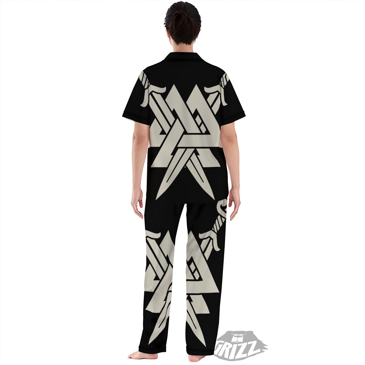 Symbol Viking Valhalla Print Women's Pajamas Set-grizzshop