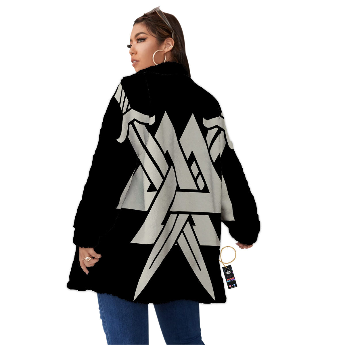 Symbol Viking Valhalla Print Women's Sherpa Jacket-grizzshop