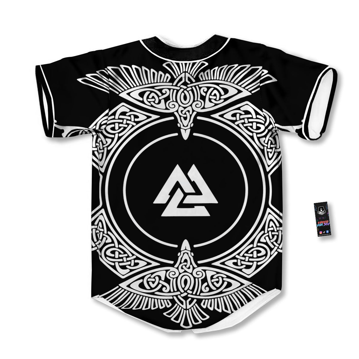 Symbol Viking Valknut Print Baseball Jersey-grizzshop