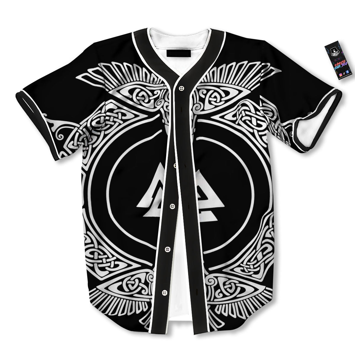 Symbol Viking Valknut Print Baseball Jersey-grizzshop