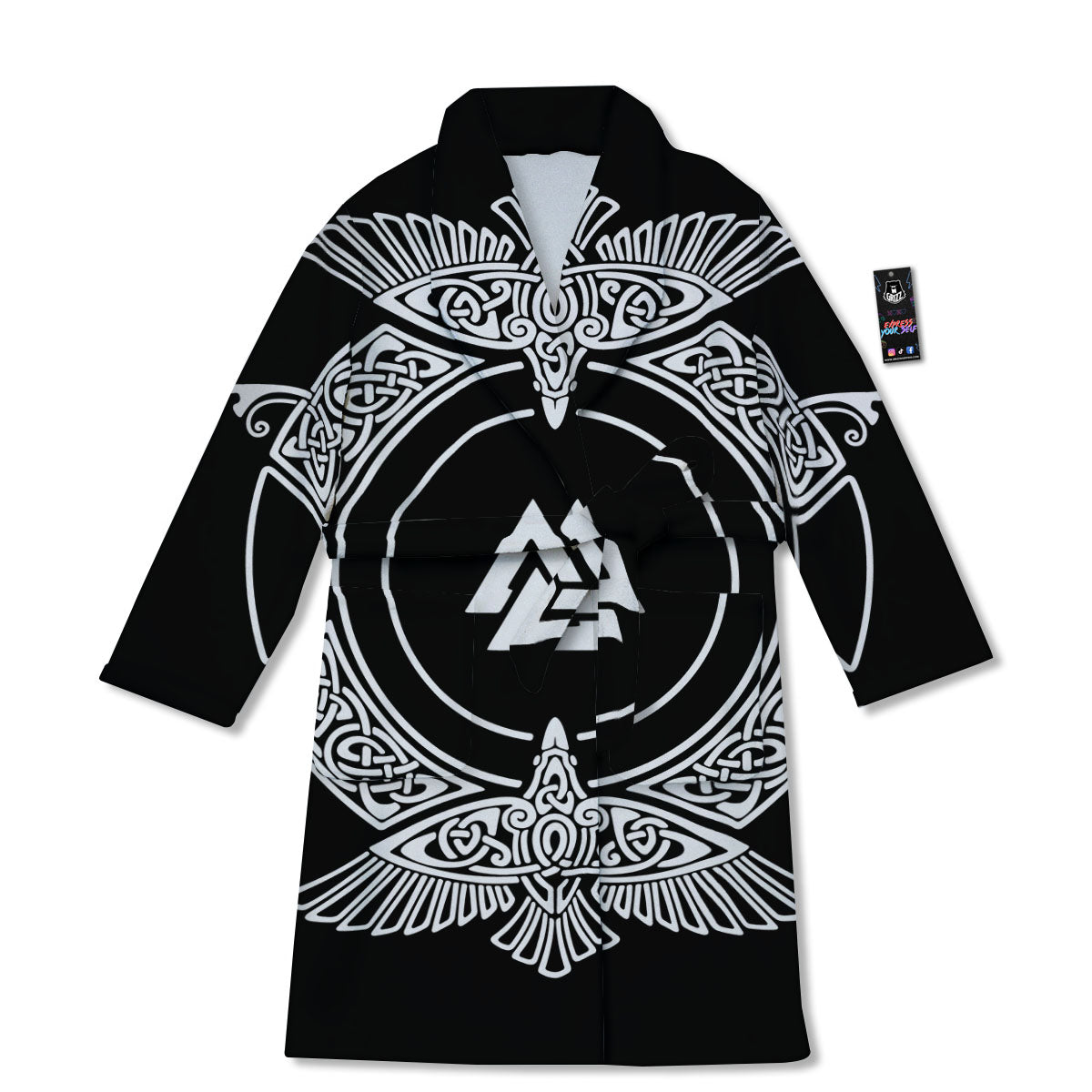 Symbol Viking Valknut Print Bathrobe-grizzshop