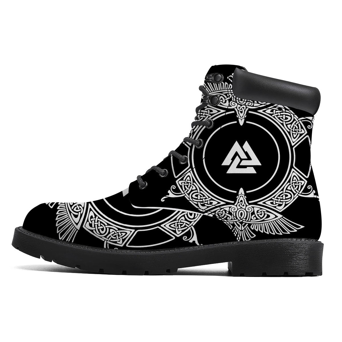 Symbol Viking Valknut Print Boots-grizzshop