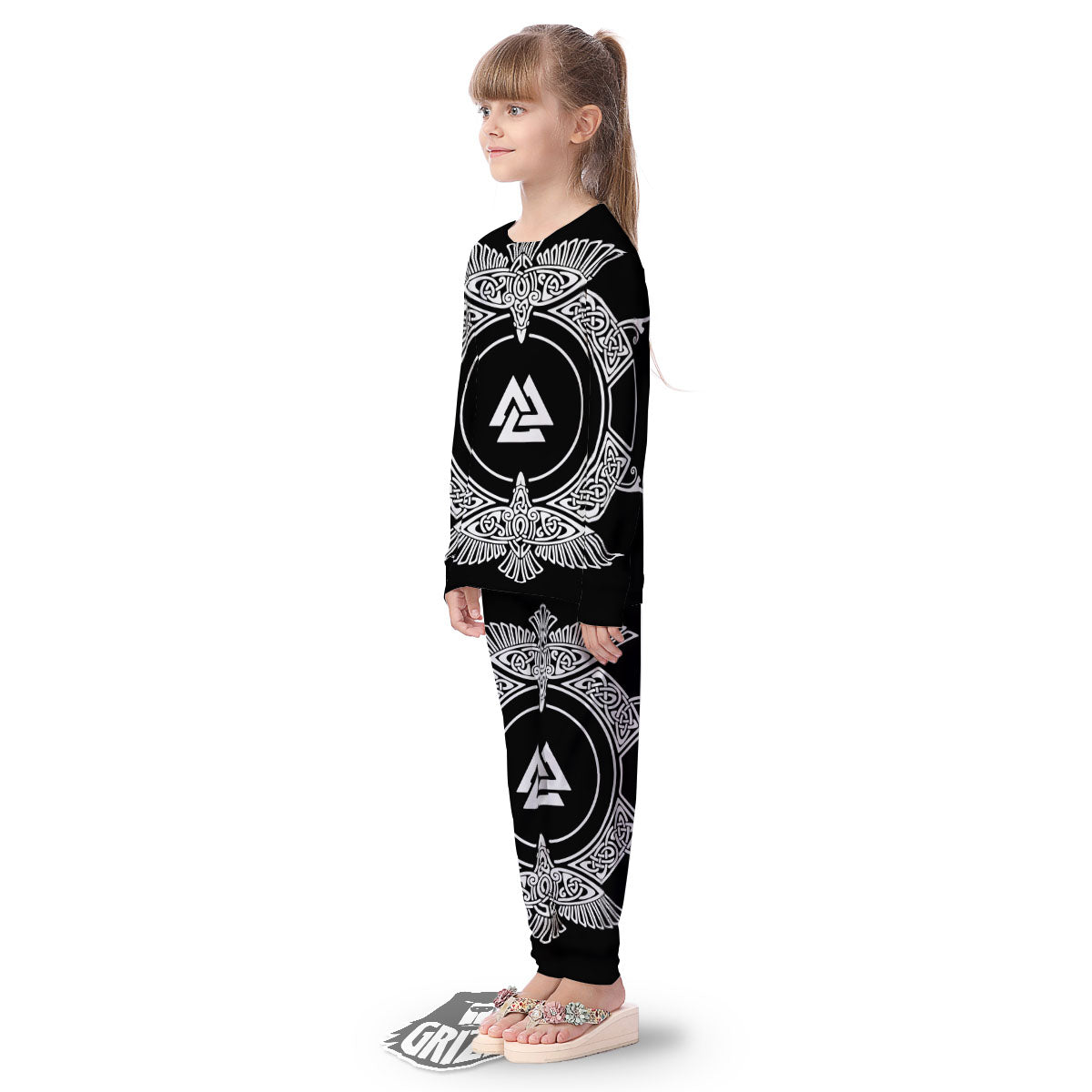Symbol Viking Valknut Print Kid's Pajamas-grizzshop