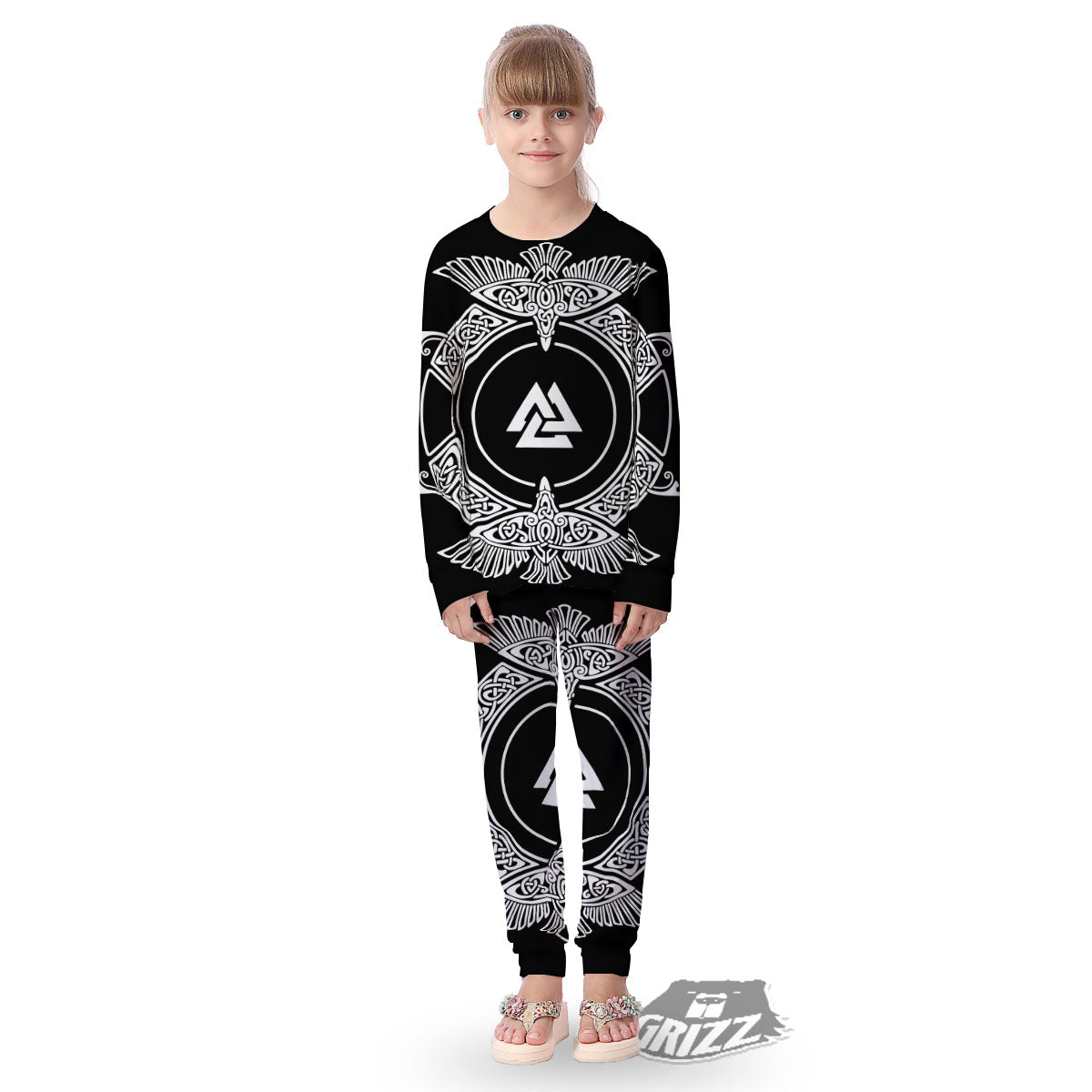 Symbol Viking Valknut Print Kid's Pajamas-grizzshop