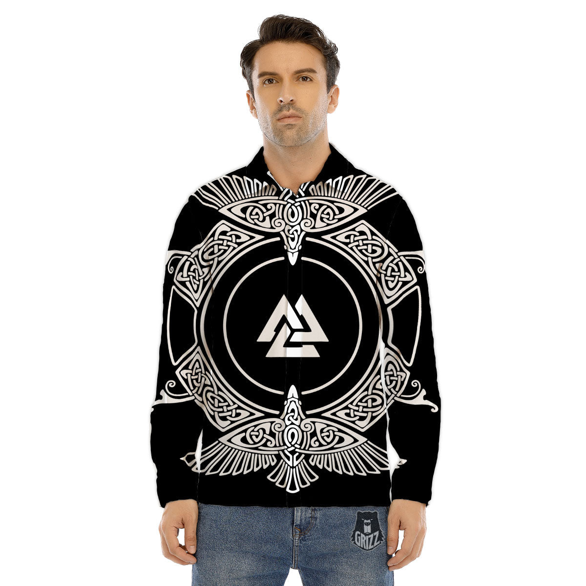 Symbol Viking Valknut Print Men's Dress Shirts-grizzshop
