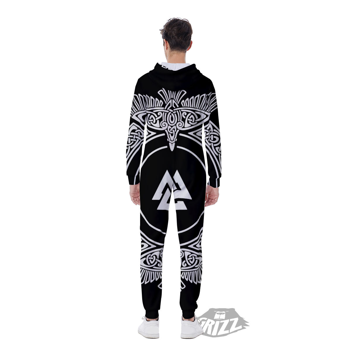 Symbol Viking Valknut Print Men's Jumpsuit-grizzshop