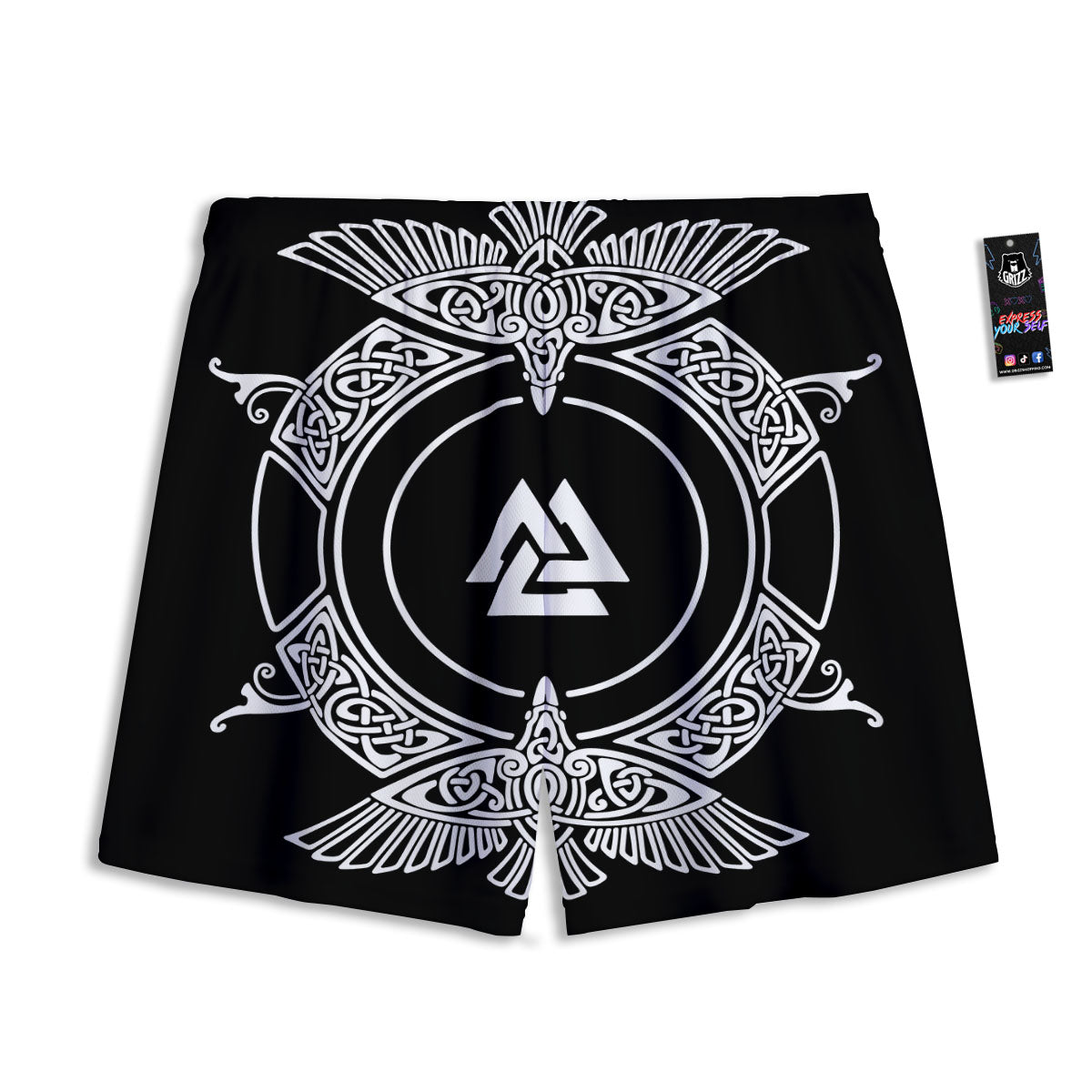 Symbol Viking Valknut Print Mesh Shorts