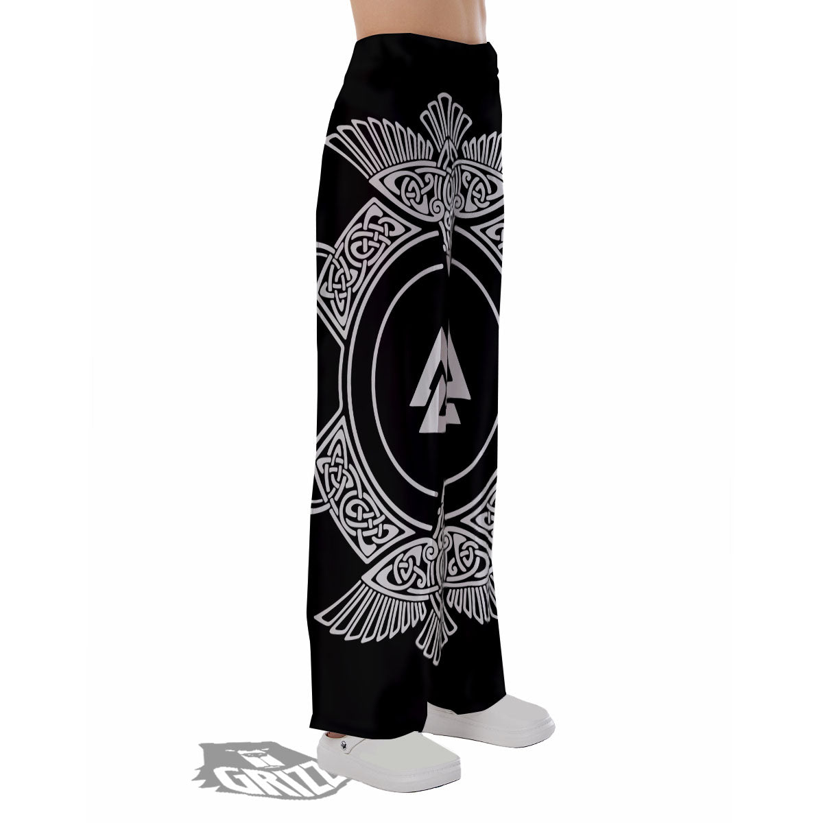 Symbol Viking Valknut Print Pajama Pants-grizzshop