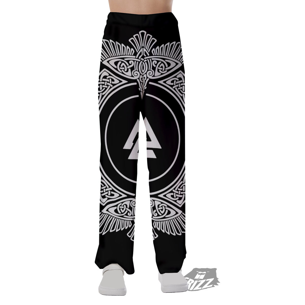 Symbol Viking Valknut Print Pajama Pants-grizzshop