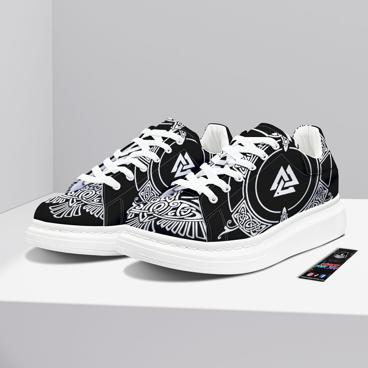 Symbol Viking Valknut Print Platform Shoes-grizzshop